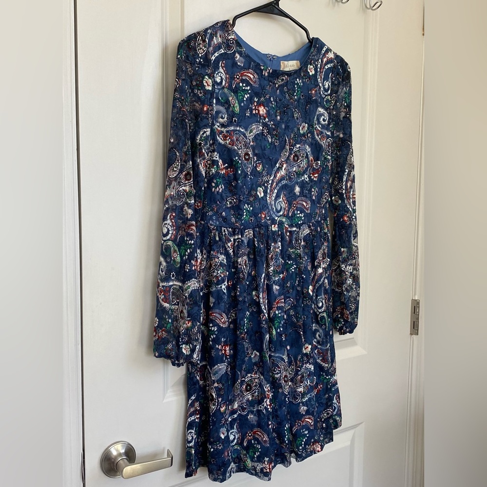•NWT•Altar’d State Paisley Floral Lined Dress- ‘Denim’ - Picture 2 of 10
